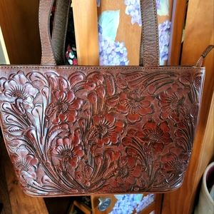 Floral Tooled Leather Purse